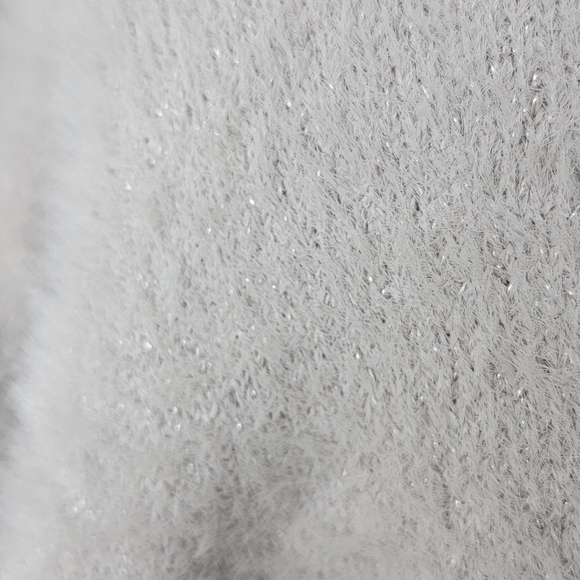 Ellen Tracy Gray Metallic Cloud Downtown Glam Eyelash Sweater Sz L NWOT - Picture 5 of 12